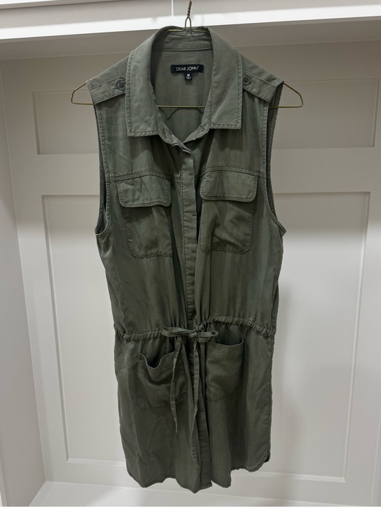 Dear John Dresses & Skirts - Dear John Olive Green Sleeveless Utility Shirt Dress Size Medium EUC
